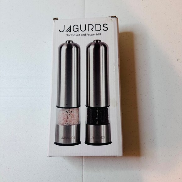 Jagurds Electric Salt & Pepper Mill Set Stainless Steel Battery Operated - Picture 1 of 9